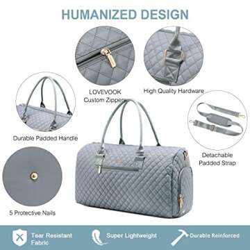 LOVEVOOK Travel Duffle & Weekender Bag for Women - Carry On, Overnight, Gym & Mommy Hospital Bag with Toiletry & Shoe Compartment