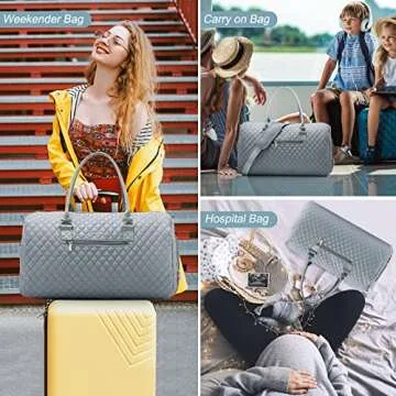 LOVEVOOK Travel Duffle & Weekender Bag for Women - Carry On, Overnight, Gym & Mommy Hospital Bag with Toiletry & Shoe Compartment