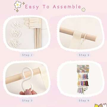 POVETIRE Headband Holder Hair Bows Organizer for Girls, Baby Headbands Hair Accessories Organizer Storage Wall Hanging Decor for Toddler Girls Room