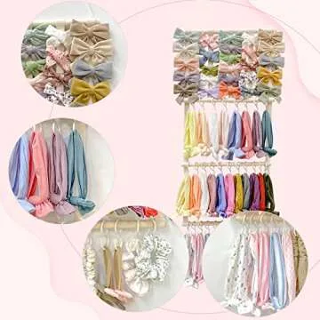 POVETIRE Headband Holder Hair Bows Organizer for Girls, Baby Headbands Hair Accessories Organizer Storage Wall Hanging Decor for Toddler Girls Room