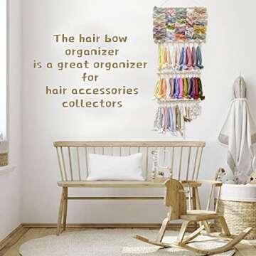 POVETIRE Headband Holder Hair Bows Organizer for Girls, Baby Headbands Hair Accessories Organizer Storage Wall Hanging Decor for Toddler Girls Room