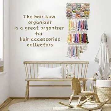 POVETIRE Headband Holder Hair Bows Organizer for Girls, Baby Headbands Hair Accessories Organizer Storage Wall Hanging Decor for Toddler Girls Room