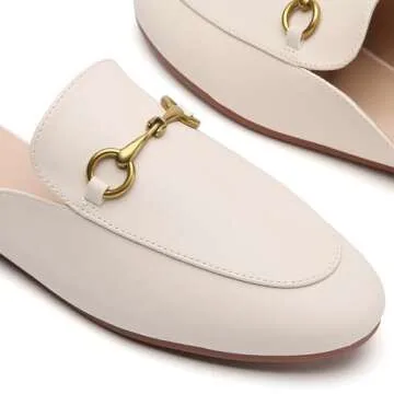 Minorsu Buckle Mules for Women - Comfortable Memory Foam Backless Slip-On Loafers