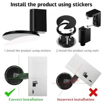 Heavy-Duty Magnetic Door Stopper - Windproof & Silent, Upgraded Punch-Free Design for Easy Installation (3M Adhesive & Screws Included) - Perfect for Keeping Doors Open (Black)