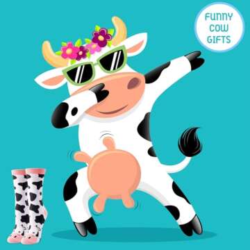 HAPPYPOP Funny Cow Print Socks - Adorable Cow Gifts for Women and Girls