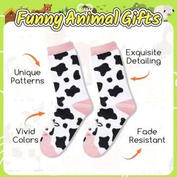 HAPPYPOP Cow Print Socks - Fun Gifts for Cow Lovers