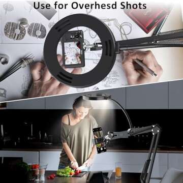 Versatile Phone Stand with Dimmable Ring Light for Creators