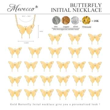 Dainty Initial Butterfly Necklace - MEVECCO 18K Gold Plated