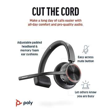 Poly Voyager 4310 UC Wireless Headset (Plantronics) - Single-Ear Bluetooth Headset w/Noise-Canceling...