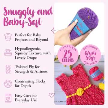 Tweed Twinkles Soft Baby Yarn for Crocheting, 8 Skeins, 696Yds/400G, Free Patterns - Acrylic Baby Bl...