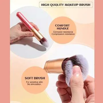 BS-MALL New 14 Pcs Makeup Brushes Premium Synthetic Kabuki Makeup Brush Set Cosmetics Foundation Blending Blush Eyeliner Face Powder Brush Makeup Brush Kit(golden Pink)