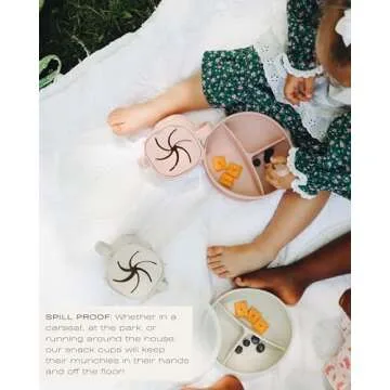 Hippypotamus Snack Cups for Toddlers - Spill Proof - 100% Food-Grade Silicone Snack Containers for Baby - Set of 2 (Blush/Nude)