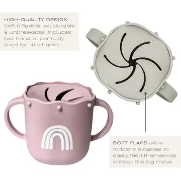 Hippypotamus Snack Cups for Toddlers - Spill Proof - 100% Food-Grade Silicone Snack Containers for Baby - Set of 2 (Blush/Nude)