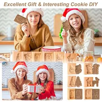 eBoot 6 Pcs Wooden Cookie Molds Biscuit Carved Wooden Mould DIY Cookie Stamps Cookie Cutter Embossing Mold Funny 3D Press Cookie Mold for Valentine's Baking Tool, 6 Styles (Santa Claus)