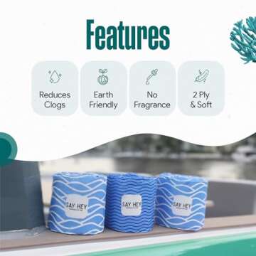 Say Hey Bamboo Toilet Paper | For Boats & RVs - Eco-Friendly & Biodegradable | Holding Tank Safe, Se...