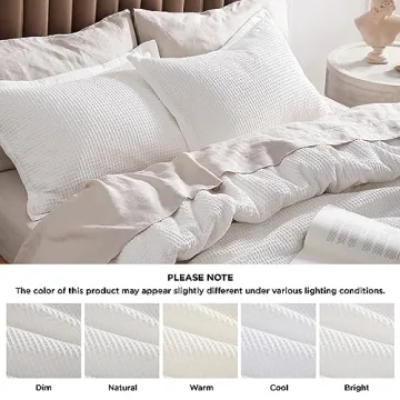 Bedsure Cotton Duvet Cover King - 100% Cotton Waffle Weave Coconut White Duvet Cover King Size, Soft and Breathable Duvet Cover Set for Gifts (King, 104"x90")
