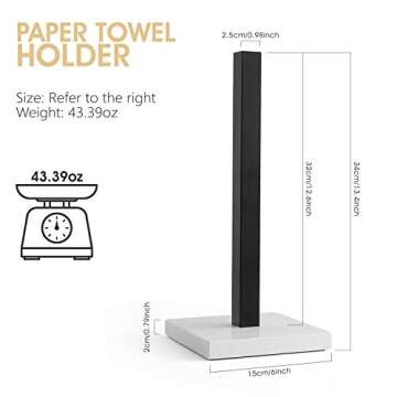 LUTAVOY Paper Towel Holders Kitchen Standing Paper Towel Roll Holders with Marble Base Copper Plated...