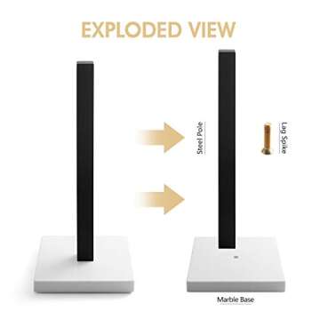 LUTAVOY Paper Towel Holders Kitchen Standing Paper Towel Roll Holders with Marble Base Copper Plated(KZ60Black&White)