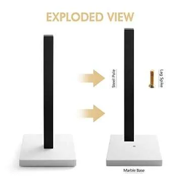 LUTAVOY Paper Towel Holders Kitchen Standing Paper Towel Roll Holders with Marble Base Copper Plated(KZ60Black&White)