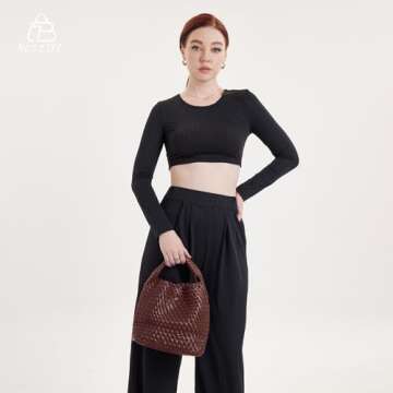 Noblife Woven Purse: Small Vegan Leather Handbag for Women