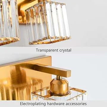 ZHLWIN Modern Gold Crystal Bathroom Vanity Light 3-Lights Modern Bathroom Wall Light Gold Bathroom Vanity Light Fixtures 002 Gold 3-Light