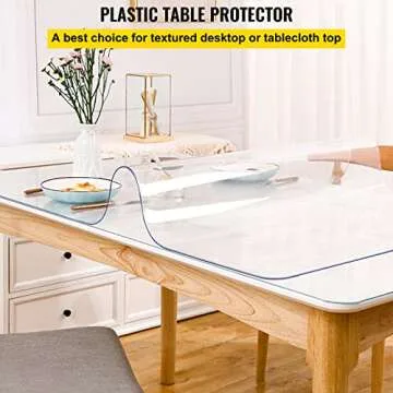 VEVOR Plastic Table Cover 42 x 60 Inch, 1.5 mm Thick Clear Table Protector, Rectangle Clear Desk Mat, Waterproof & Easy Cleaning for Office Dresser Night Stand