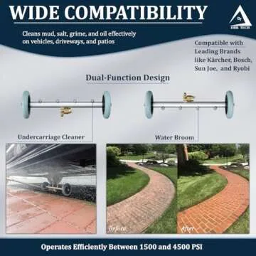 Pressure Washer Undercarriage Cleaner, 16 Inch, Professional-Grade, Power Wash Water Broom, Heavy Duty Sprayer for Under Car Clean, 1500-4000 PSI, Mud Salt Grime Dirt Cleaning, 3 Wands Attachment