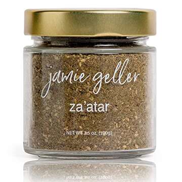 Jamie Geller Middle Eastern Condiment Combo (Set of 3) - Za'atar Spice (3.5 oz Glass Jar, 100g) | Su...