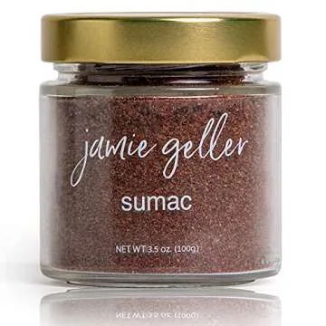 Jamie Geller Middle Eastern Condiment Combo (Set of 3) - Za'atar Spice (3.5 oz Glass Jar, 100g) | Sumac Seasoning (3.5 oz Glass Jar, 100g) | Harissa (3.2 oz Glass Jar, 90g)
