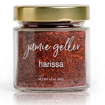 Jamie Geller Middle Eastern Condiment Combo (Set of 3) - Za'atar Spice (3.5 oz Glass Jar, 100g) | Sumac Seasoning (3.5 oz Glass Jar, 100g) | Harissa (3.2 oz Glass Jar, 90g)