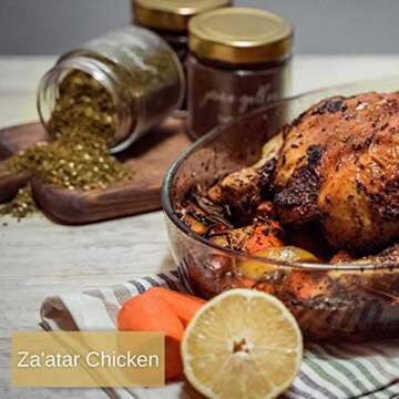 Jamie Geller Middle Eastern Condiment Combo (Set of 3) - Za'atar Spice (3.5 oz Glass Jar, 100g) | Sumac Seasoning (3.5 oz Glass Jar, 100g) | Harissa (3.2 oz Glass Jar, 90g)