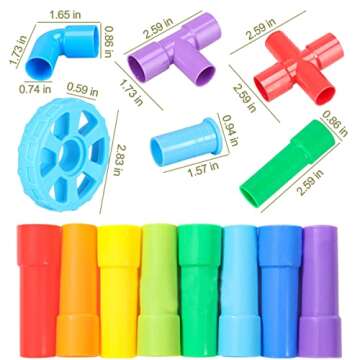 KUTOI Pipe Building Toys, Early Learning Educational Tubular Pipes, Kids Building Blocks, STEM Toys for 3 Year Old + Boys and Girls, 72 Pcs Stim Toy Set