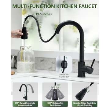 VFAUOSIT Black Kitchen Faucet with Pull Down Sprayer
