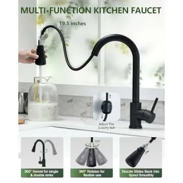 VFAUOSIT Black Kitchen Faucet with Pull Down Sprayer