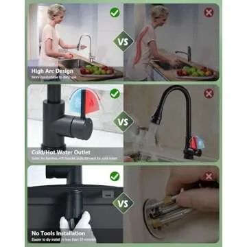 VFAUOSIT Black Kitchen Faucet with Pull Down Sprayer