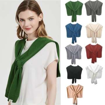 Women Shawl Wrap, Knitted Scarf Cape Pashmina Shawls, Fashion Shrug for Fall Winter Spring & Air-con...