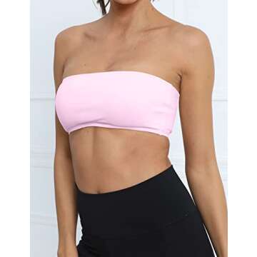 MISSACTIVER Women's Padded Strapless Bandeau Sport Bra Solid Sleeveless Wireless Support Bralette Cr...