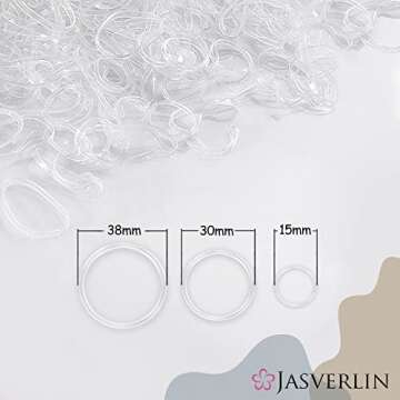JASVERLIN Clear Hair Elastics, 2000 Pcs Variety Pack of Small, Medium, Large Rubber Bands Ponytail H...