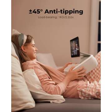 Viozon Tablet Stand Pillow, Compatible with 4-13" Phone/Tablet, iPad, iPhone, Samsung,Kindle,Google, Magnetic Phone Stand for Desk, Kindle Pillow Stand for Bed with Cozy Fabric,and Two Cup Size Bowl.W