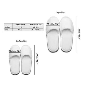 AhfuLife echoapple Deluxe Open Toe White Slippers for Spa, Party Guest, Hotel and Travel (Large 5 Pairs, White, numeric_8)