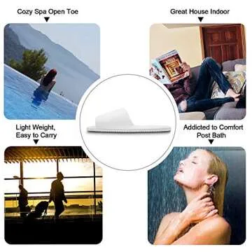 AhfuLife echoapple Deluxe Open Toe White Slippers for Spa, Party Guest, Hotel and Travel (Large 5 Pairs, White, numeric_8)