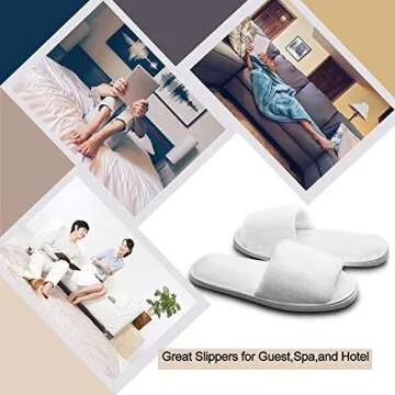 AhfuLife echoapple Deluxe Open Toe White Slippers for Spa, Party Guest, Hotel and Travel (Large 5 Pairs, White, numeric_8)