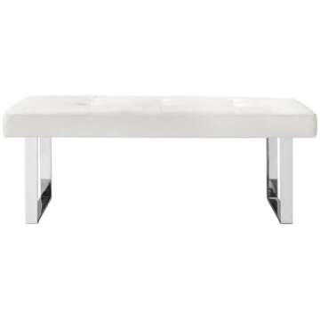 Posh Living Myles Modern Faux Leather Bench in White