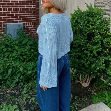 Stylish Women's Y2K Crop Cardigan with Tie-Up Detail