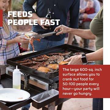 Camp Chef Portable Flat Top Grill 600 - Versatile Outdoor Gas Grill with Grease Drain & Pre-Seasoned...