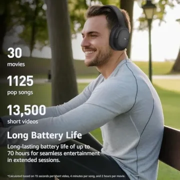 TOZO Bluetooth 5.4 Headphones - 70H Playtime, Foldable