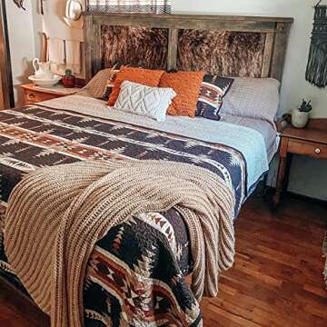 Paseo Road by HiEnd Accents Yosemite Western Bedding 3 Piece Quilt Set with Pillow Shams, Full Queen Aztec Bedding Set, Tribal Southwestern Bedding, Geometric Pattern Cotton Reversible Bed Set