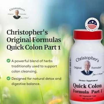 Effective Holistic Colon Support by Christopher's 100 Veg Caps