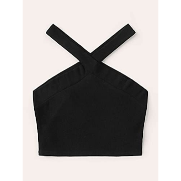 Floerns Women's Stylish Criss Cross Halter Crop Top