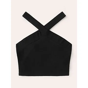 Floerns Women's Stylish Criss Cross Halter Crop Top